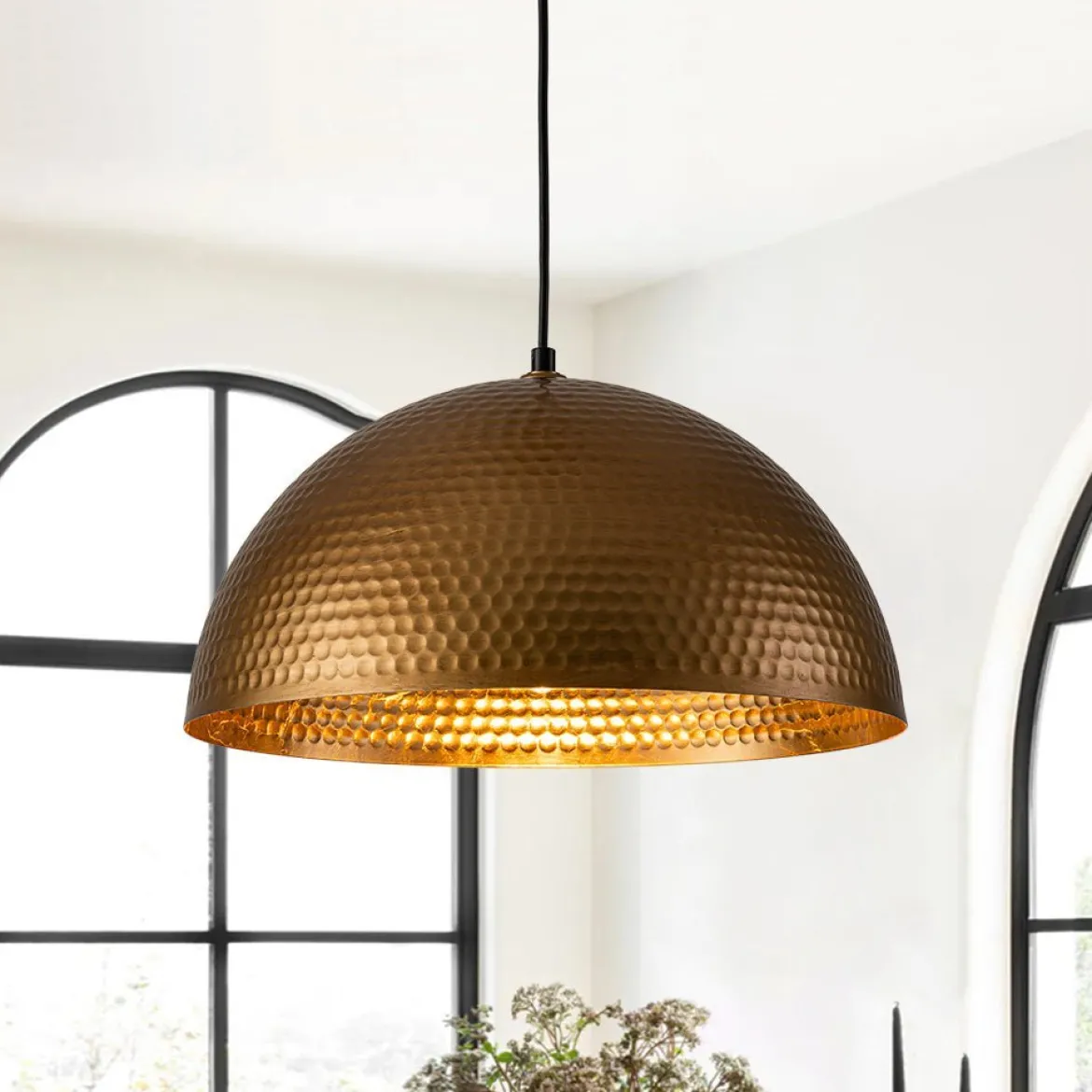 (OpenBox) Vintage Luxe Oversized Hammered Dome Pendant