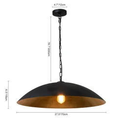 (OpenBox) Vintage Oversized Flat Dome Metal Pendant Light