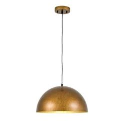 Oversized Antique Dark Rust Iron Dome Pendant Light