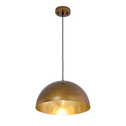 Oversized Antique Dark Rust Iron Dome Pendant Light