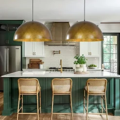 Oversized Antique Dark Rust Iron Dome Pendant Light