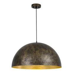 Oversized Antique Dark Rust Iron Dome Pendant Light