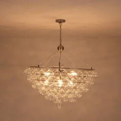 Oversized 8-Light Spiral Tiered Clear Glass Bubble Chandelier