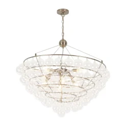 Oversized 8-Light Spiral Tiered Clear Glass Bubble Chandelier