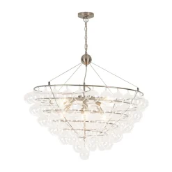Oversized 8-Light Spiral Tiered Clear Glass Bubble Chandelier