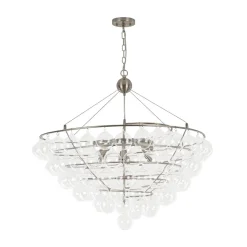 Oversized 8-Light Spiral Tiered Clear Glass Bubble Chandelier