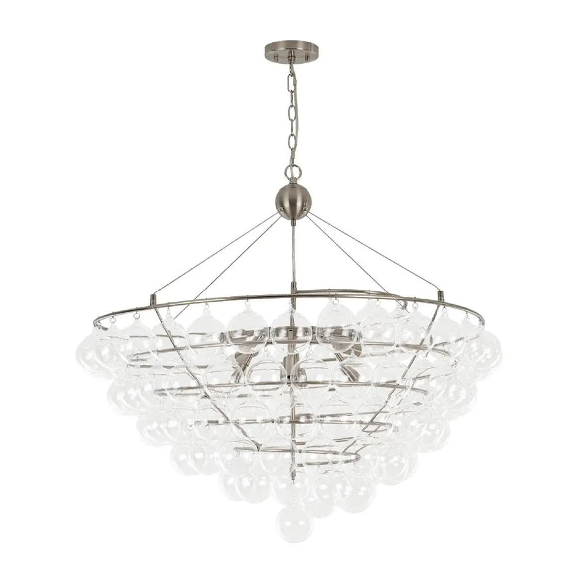 Oversized 8-Light Spiral Tiered Clear Glass Bubble Chandelier