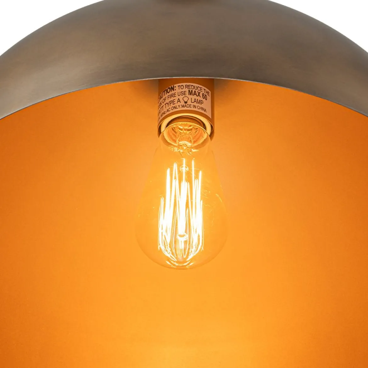Oversized Vintage Bronze Metal Dome Pendant Light