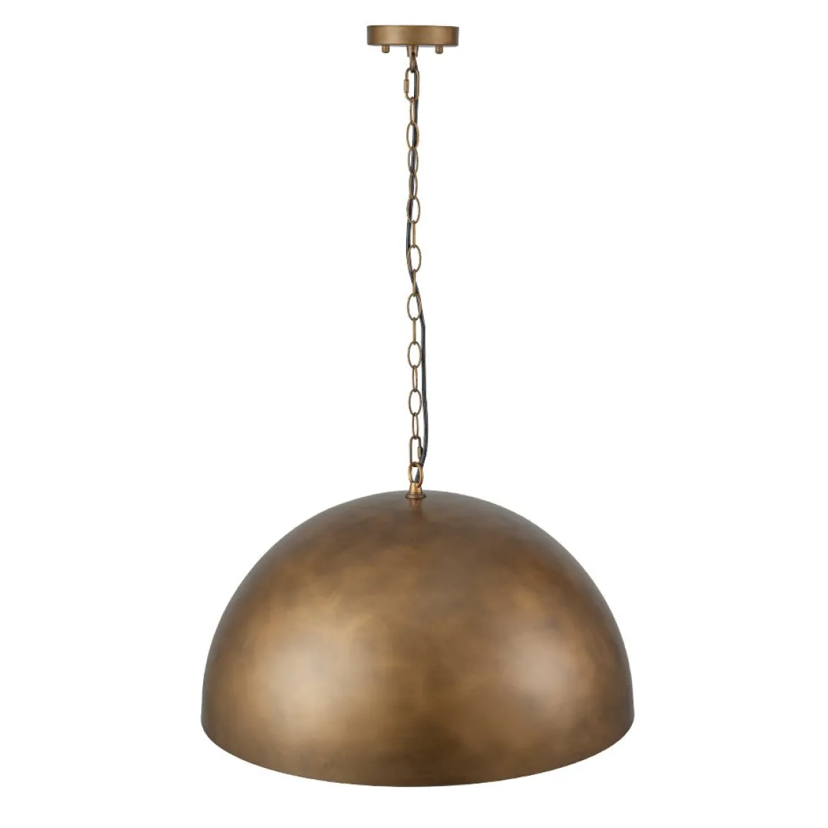 Oversized Vintage Bronze Metal Dome Pendant Light