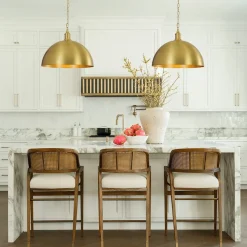 Oversized Vintage Luxe Brass Wide Iron Dome Pendant