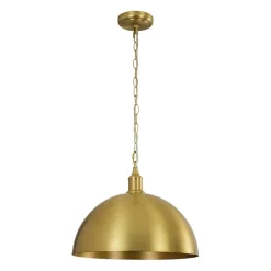 Oversized Vintage Luxe Brass Wide Iron Dome Pendant