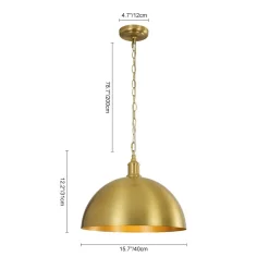 Oversized Vintage Luxe Brass Wide Iron Dome Pendant