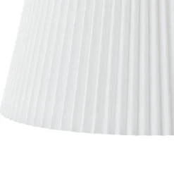 Pleated White Linen Conical Drum Cage Pendant Light
