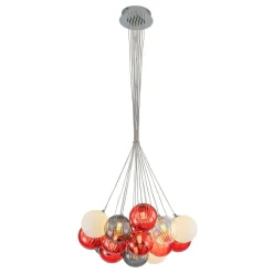 Pop Art Red Orange Hue Cluster Glass Globe Bubble Chandelier