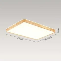 Rectangle Wood Dimmable LED Flush Mount Light