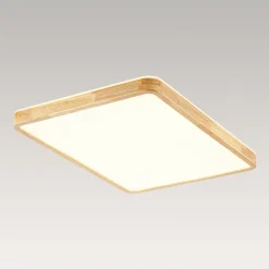 Rectangle Wood Dimmable LED Flush Mount Light
