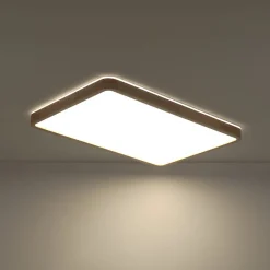 Rectangle Wood Dimmable LED Flush Mount Light