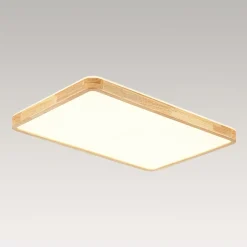 Rectangle Wood Dimmable LED Flush Mount Light