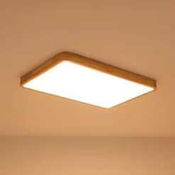 Rectangle Wooden Dimmable LED Flush Mount Ceiling Light