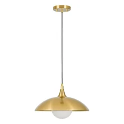 Retro 1-Light Brass Iron Flat Dome Kitchen Pendant