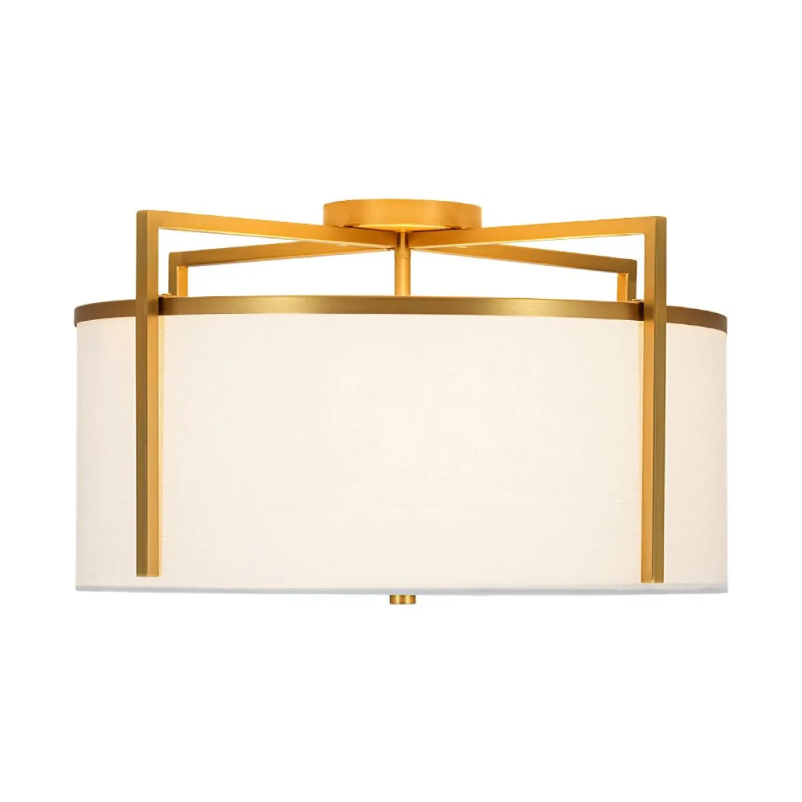 Retro Wide Drum Round Linen Cage Semi Flush Mount