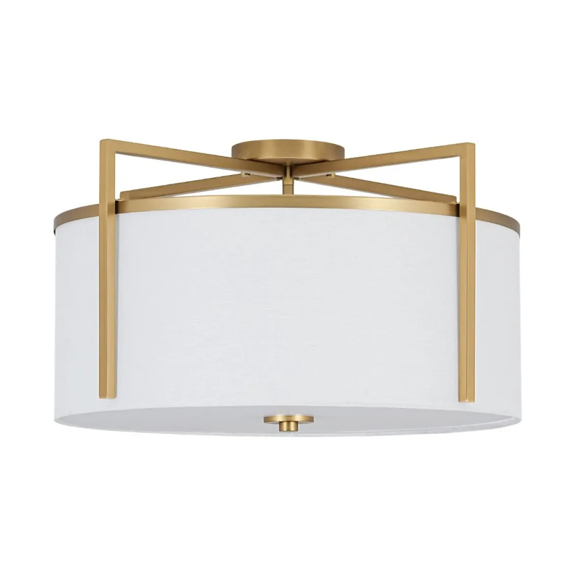 Retro Wide Drum Round Linen Cage Semi Flush Mount