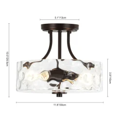 Round Drum Hammered Glass Semi Flush Mount