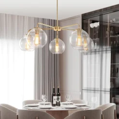 Round Globe Sputnik 5-light Chandelier Bubble Glass Design