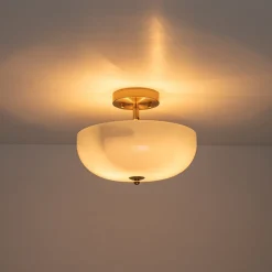 Round Gradient Blue Opal Art Glass Semi Flush Mount
