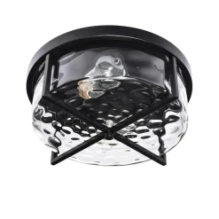 Round Hammered Glass Ceiling Light