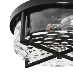 Round Hammered Glass Ceiling Light