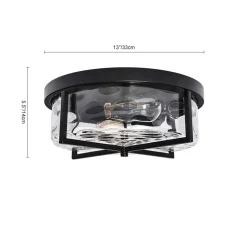 Round Hammered Glass Ceiling Light