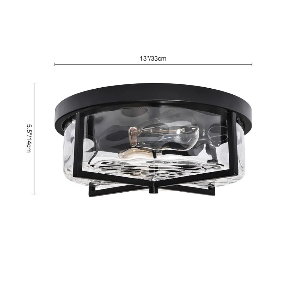Round Hammered Glass Ceiling Light