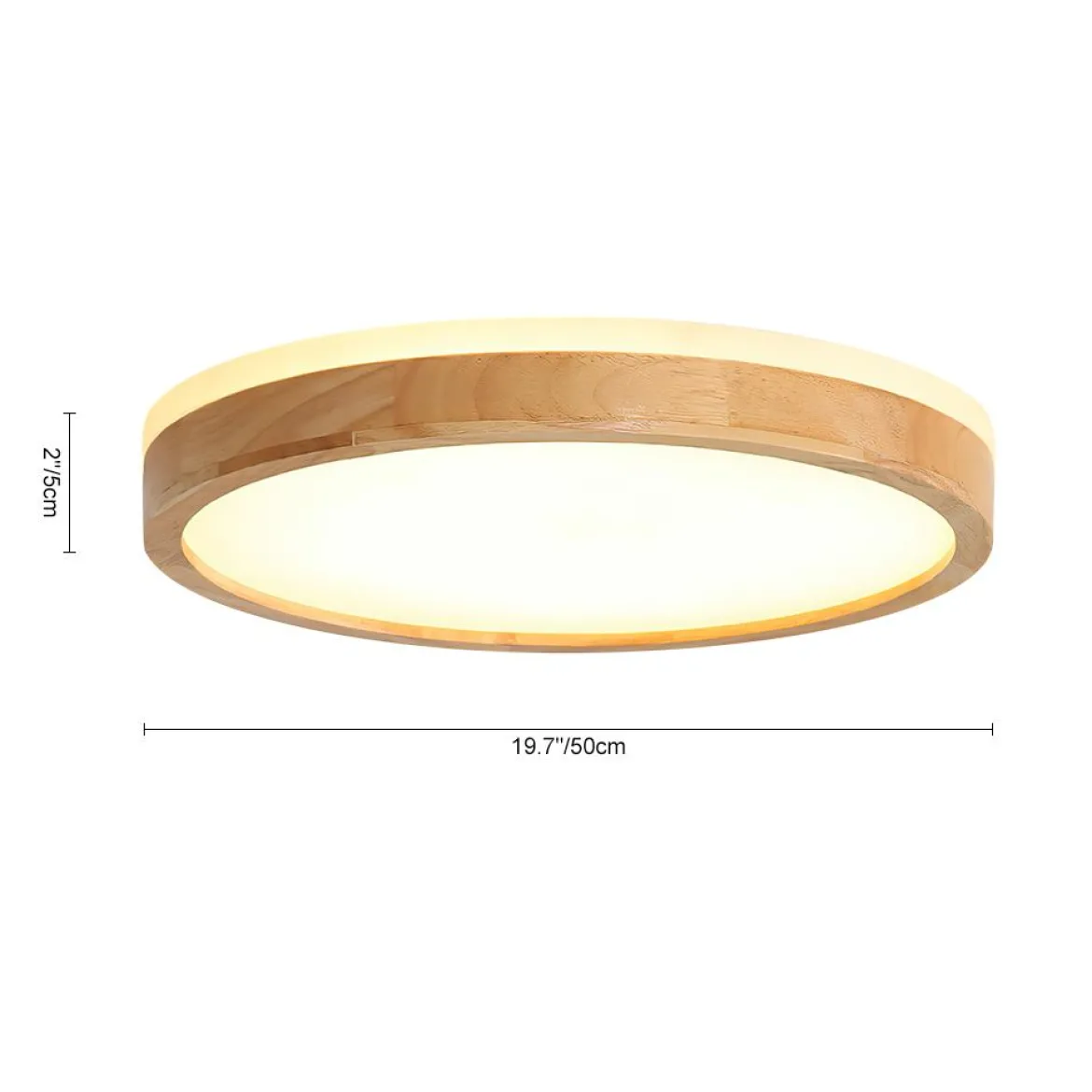 Round LED Wood Flush Mount Light