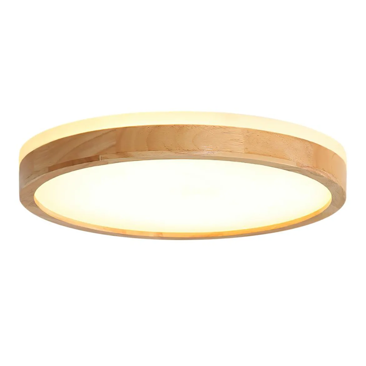 Round LED Wood Flush Mount Light
