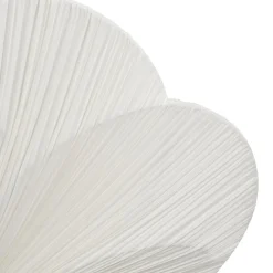 Round Pleated Flower White Fabric Semi Flush Mount