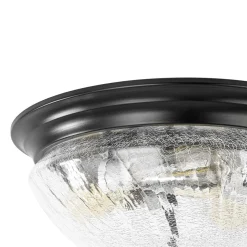 Round Textured Crackled Glass Flush Mount Ceiling Light