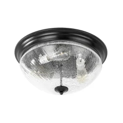 Round Textured Crackled Glass Flush Mount Ceiling Light