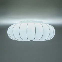 Round White Silk Scalloped Cage Ceiling Light