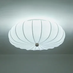 Round White Silk Scalloped Cage Ceiling Light