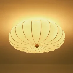 Round White Silk Scalloped Cage Ceiling Light