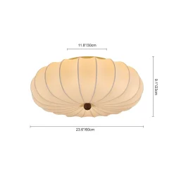 Round White Silk Scalloped Cage Ceiling Light