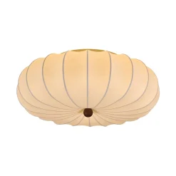 Round White Silk Scalloped Cage Ceiling Light