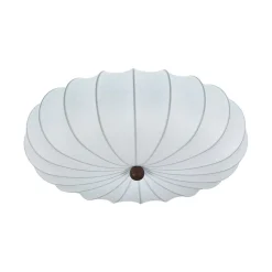 Round White Silk Scalloped Cage Ceiling Light
