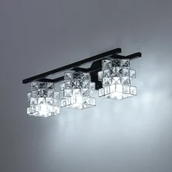 Rubik Cube Style Faceted Crystal Shade Vanity Wall Sconce