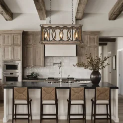 Rustic Aged Wooden Rectangle Box Kitchen Island Pendant