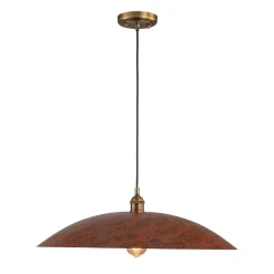 Rustic Brown 1-Light Oversized Flat Dome Pendant Light