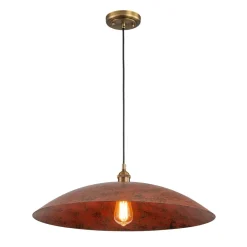 Rustic Brown 1-Light Oversized Flat Dome Pendant Light