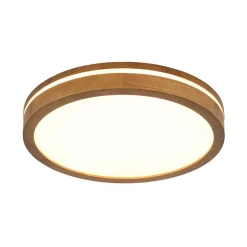 Rustic Dimmable LED Walnut Wooden Round Ceiling Light