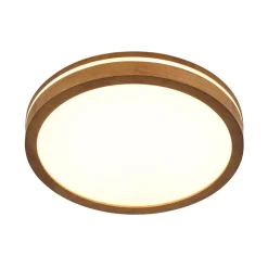 Rustic Dimmable LED Walnut Wooden Round Ceiling Light